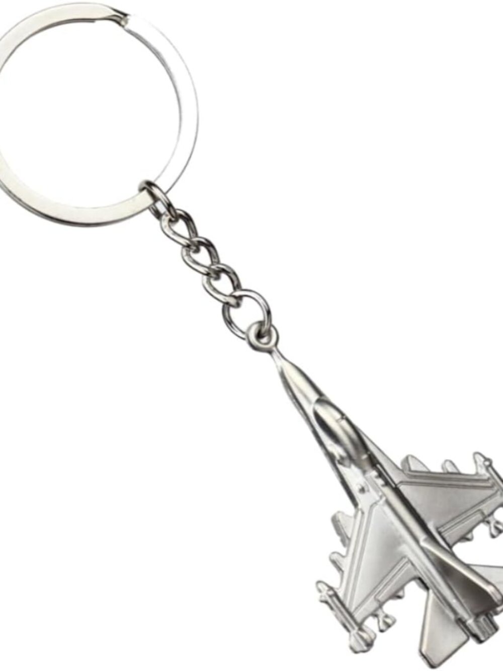 Silver Metal Fighter Jet Keychain, Raptor Falcon Military Aircraft for Aviation